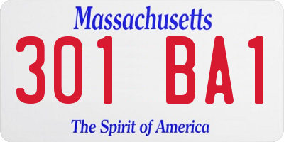 MA license plate 301BA1