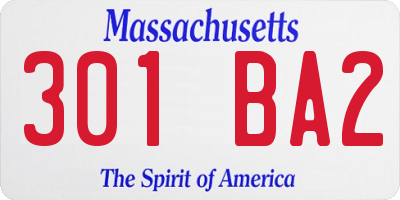 MA license plate 301BA2