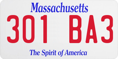 MA license plate 301BA3