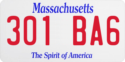 MA license plate 301BA6