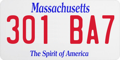 MA license plate 301BA7