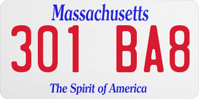 MA license plate 301BA8