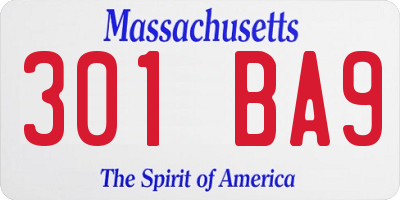 MA license plate 301BA9