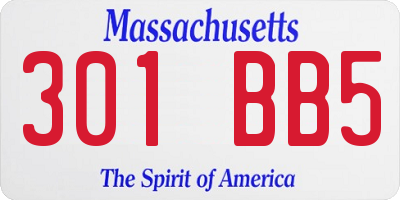 MA license plate 301BB5