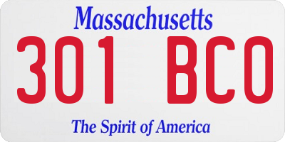 MA license plate 301BC0
