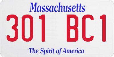 MA license plate 301BC1