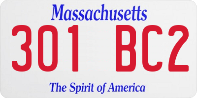 MA license plate 301BC2