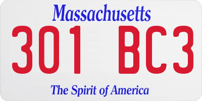 MA license plate 301BC3