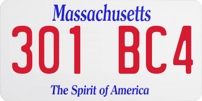 MA license plate 301BC4