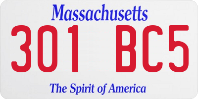 MA license plate 301BC5