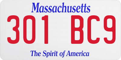 MA license plate 301BC9