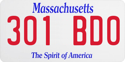 MA license plate 301BD0