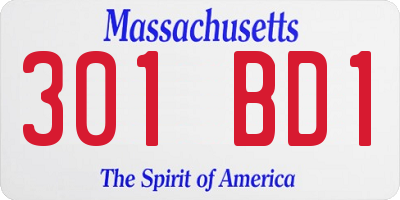 MA license plate 301BD1