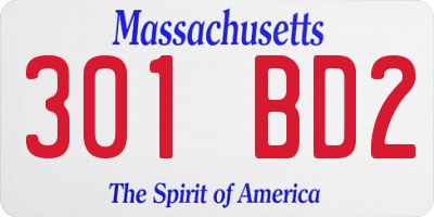 MA license plate 301BD2