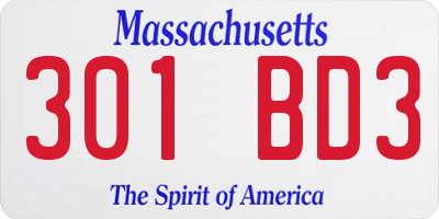 MA license plate 301BD3