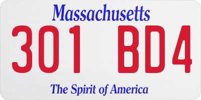 MA license plate 301BD4