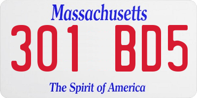 MA license plate 301BD5