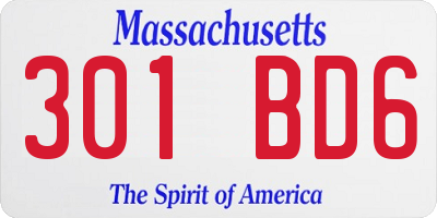MA license plate 301BD6