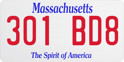 MA license plate 301BD8