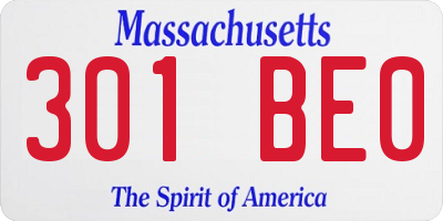 MA license plate 301BE0