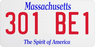 MA license plate 301BE1