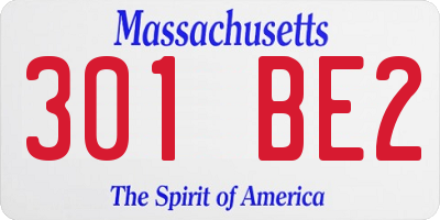 MA license plate 301BE2