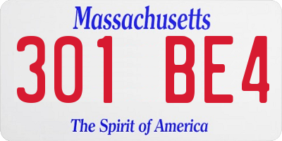 MA license plate 301BE4