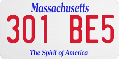 MA license plate 301BE5