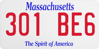 MA license plate 301BE6