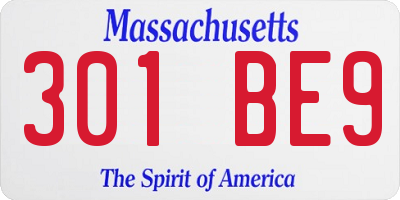MA license plate 301BE9