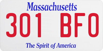 MA license plate 301BF0