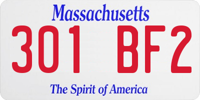 MA license plate 301BF2
