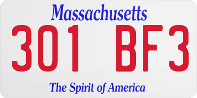 MA license plate 301BF3