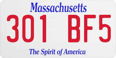 MA license plate 301BF5