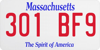 MA license plate 301BF9
