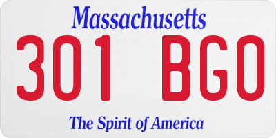 MA license plate 301BG0
