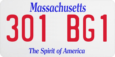 MA license plate 301BG1