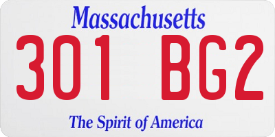 MA license plate 301BG2