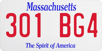 MA license plate 301BG4