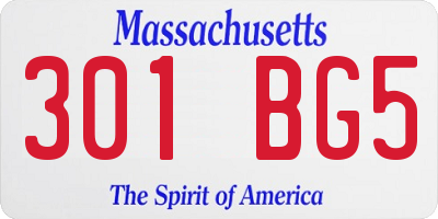 MA license plate 301BG5