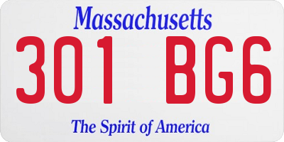 MA license plate 301BG6