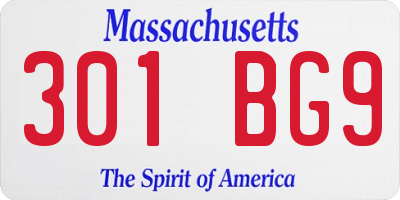 MA license plate 301BG9