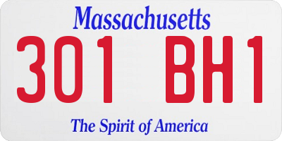 MA license plate 301BH1
