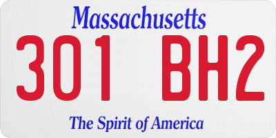 MA license plate 301BH2
