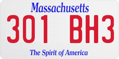 MA license plate 301BH3