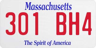 MA license plate 301BH4