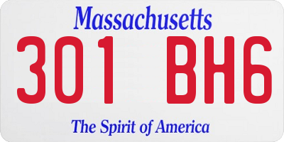 MA license plate 301BH6
