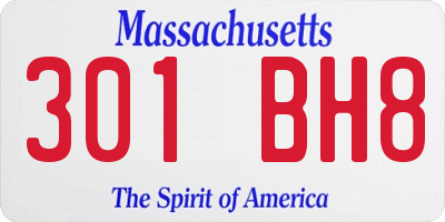 MA license plate 301BH8