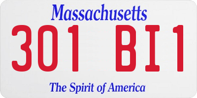 MA license plate 301BI1
