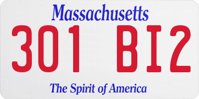 MA license plate 301BI2